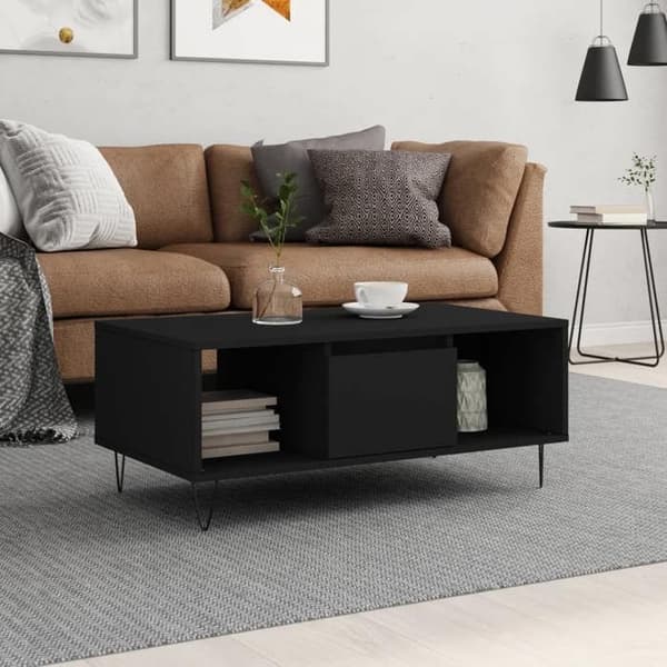 Maison Exclusive - Sort sofabord 90x50x36,5 cm Ingeniørtræ Svart