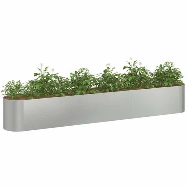 Höjd trädgård - EXKLUSIV HUS - 280×40×40 cm - Galvaniserat stål - Bottenlös design - Rektangulär grå