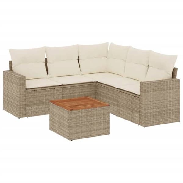 Maison Exclusive - Trädgårdsmöbler med kuddar 6 delar beige flätad resin beige