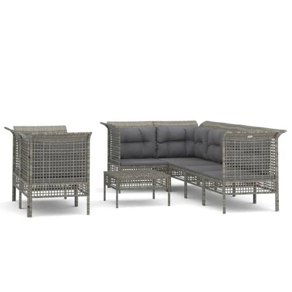 Maison Exclusive - Trädgårdsmöbler 8 delar med kuddar Grå Flätad resin