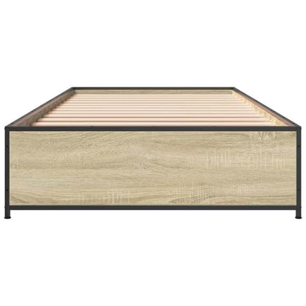 Sengestel - EKSKLUSIV HUS - Sonoma Eg - 80 x 200 cm - Ingeniørtræ - Sorte stålben Sonoma ek