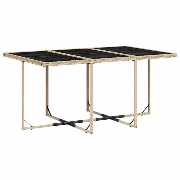 Maison Exclusive - Trädgårdsset med matbord och kuddar 11 delar beige polyrotting
