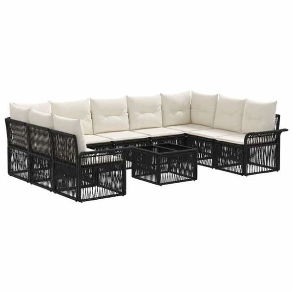 Maison Exclusive - Sæt af 10 pc have-sofaer i sort polyrotin