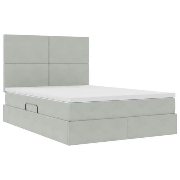 Maison Exclusive - LED opbevaringsseng med madras Lys grå 140 x 190 cm Ljusgrått