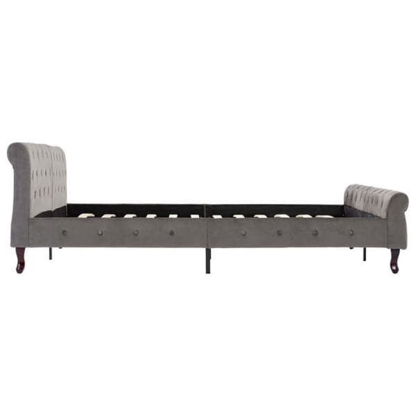 Sengestel - EKSKLUSIV HUS - Klassisk - Grå velour - 180x200 cm - Inkluderet lamelbund Sammetsgrå