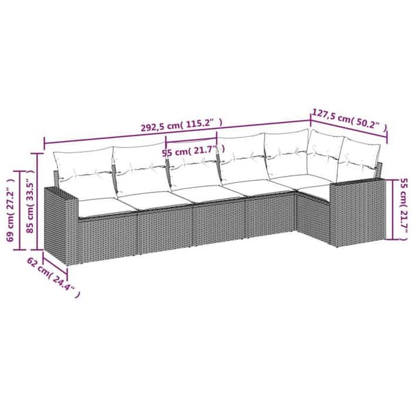 Maison Exclusive - Trädgårdsmöbler 6 delar med ljusgrå kuddar i flätad resin