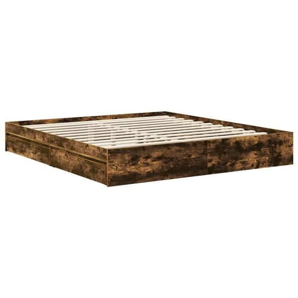 Maison Exclusive - Förvaringssäng Rökt ek 180 x 200 cm Ingenjörsträ