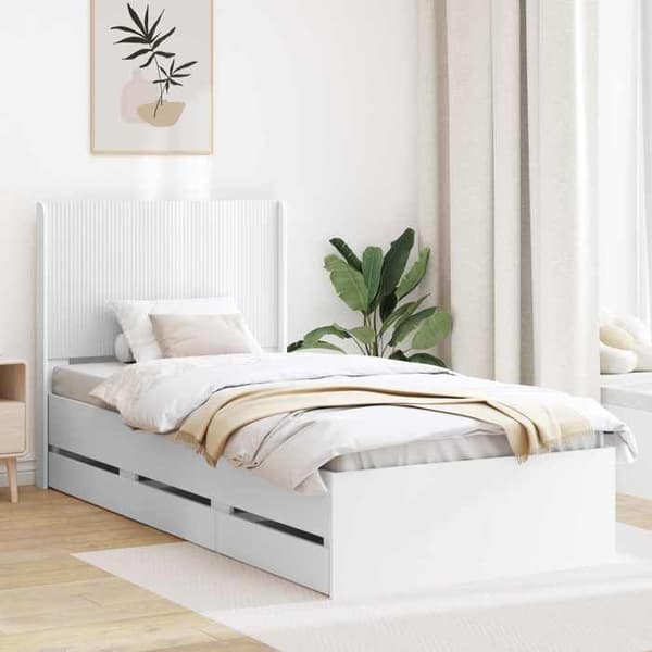 Maison Exclusive - Sengestel med opbevaring og hovedgærde Hvid 90 x 200 cm Vit