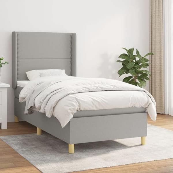 Maison Exclusive - Seng med lameller og madras Grå lys 100x200cm Stof