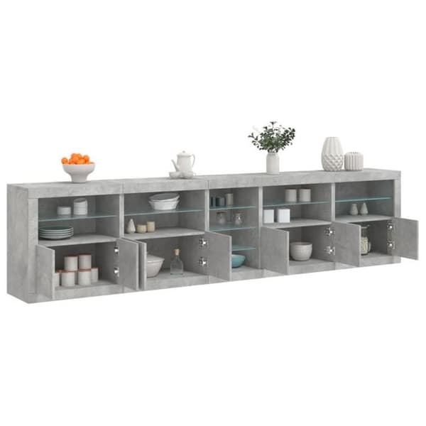 Maison Exclusive - Buffet med LED-lys grå beton 283x37x67 cm