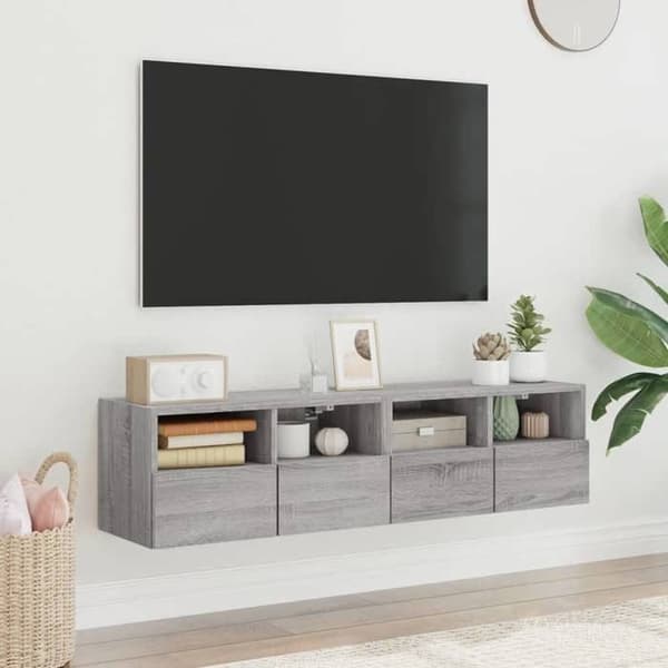 Væghængt TV-møbel - MAISON EXCLUSIVE - 2 dele - Sonoma grå - 60x30x30 cm - Ingeniørtræ Sonoma grå