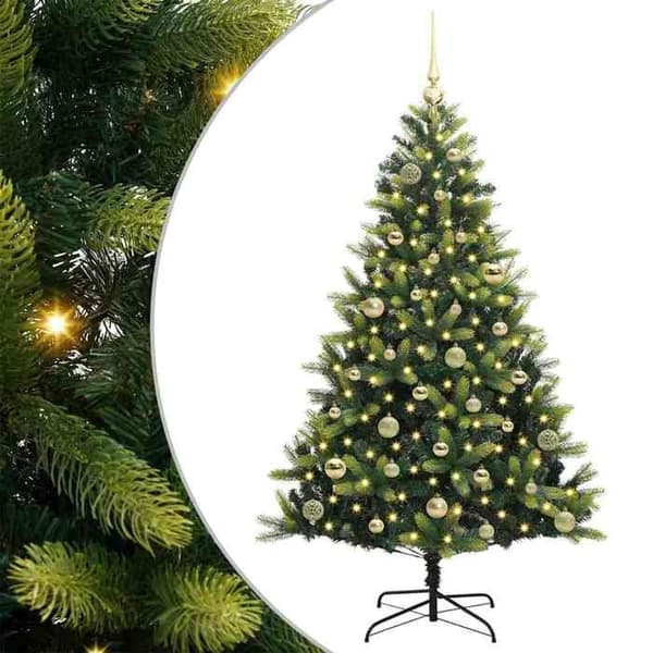 Maison Exclusive - Kunstigt juletræ med hængsler 150 LED Grøn 150 cm Grön