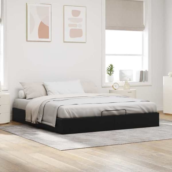 Maison Exclusive - Sängram Ottoman Svart King size Konstläder