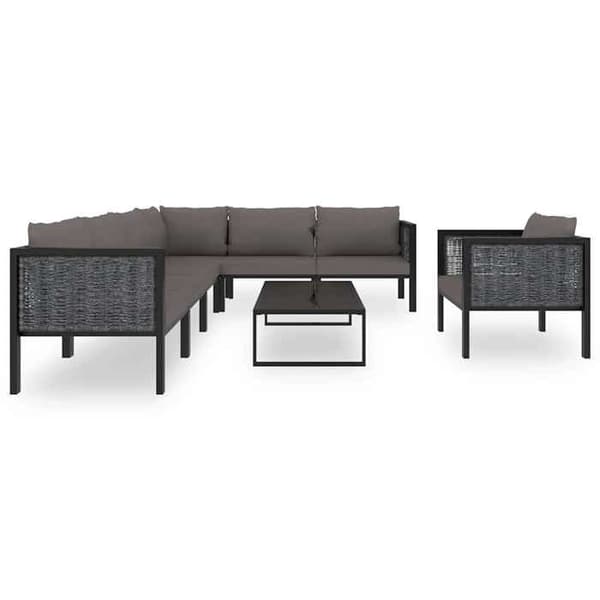 Maison Exclusive - Trädgårdsmöbler 8 delar med kuddar i flätad resin antracit