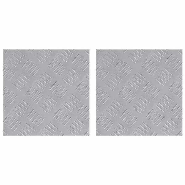 Gulvmåtte - EKSKLUSIVT HUS - 30 x 30 cm (sæt af 2) - Aluminium - Sølvfarvet - Ternede mønster Silver