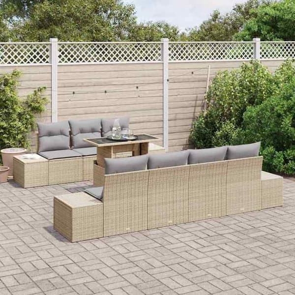 Maison Exclusive - 8 osan puutarhakalustesarja Beige ja Vaaleanharmaa