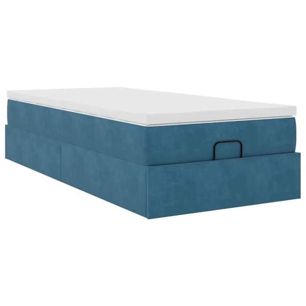 Maison Exclusive - Ottoman sengestel med mørkeblå madras 90x190 cm velour mörkblå