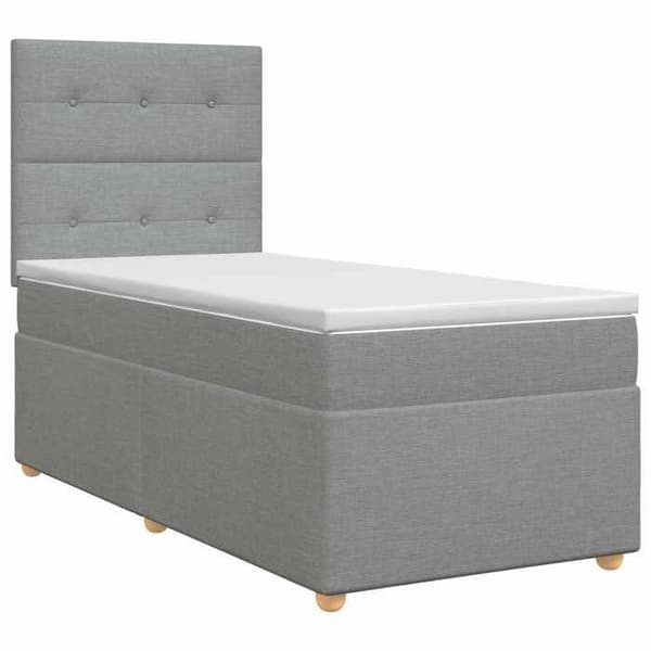 Maison Exclusive - Boxspring säng med madrass Ljusgrå 90 x 190 cm Tyg Ljusgrått