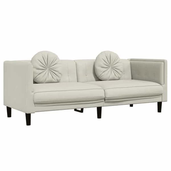 Maison Exclusive - Soffa med kuddar 3 platser kräm sammet Grädde