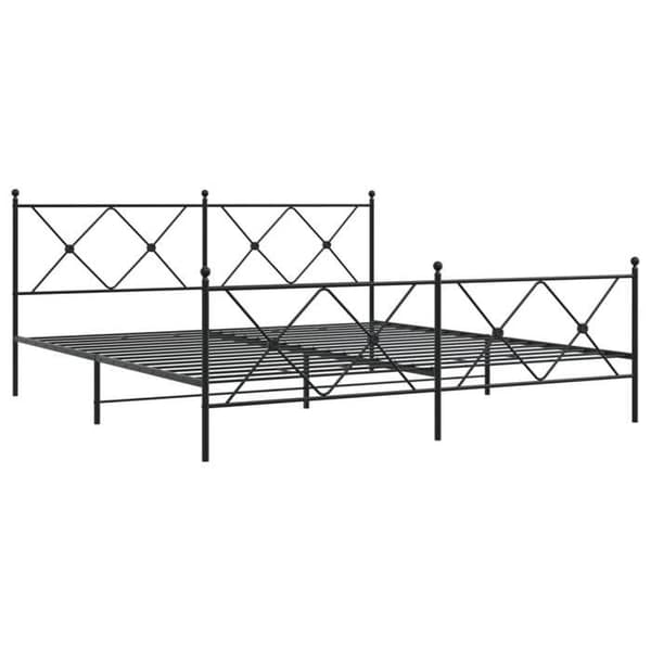 Sengestel - EKSKLUSIV HUS - 183 x 213 cm - Sort metal - Lamelseng - Opbevaringsplads Svart