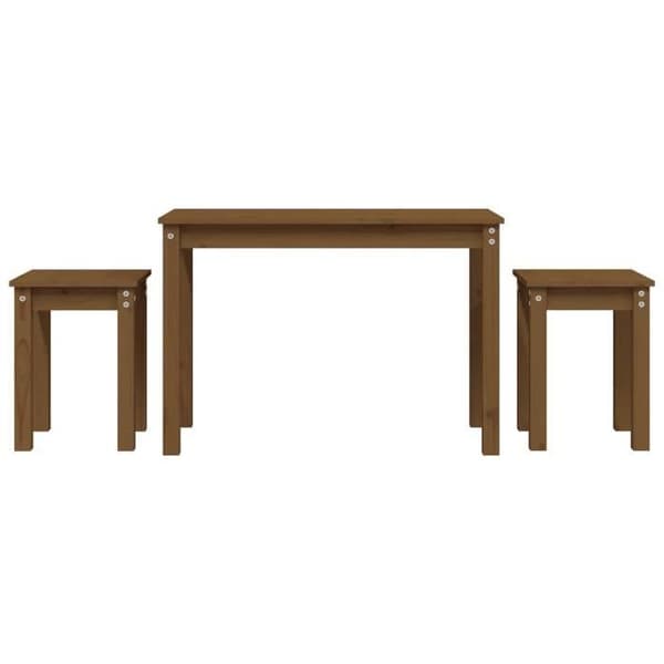 Stabelbare borde - EKSKLUSIVT HUS - 3 dele - Massivt fyrretræ - Honningbrun - Indviklet design