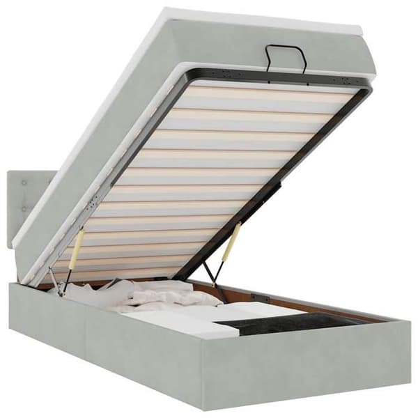 Maison Exclusive - Sängram ottoman och ljusgrå madrass 90x200 cm sammet ljusgrå, vit