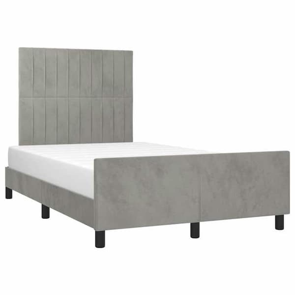 Sengestel - EKSKLUSIV HUS - 120 x 200 cm - Lys grå - Velour - Justerbar hovedgærde ljusgrått