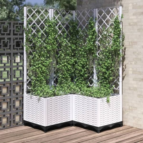 Maison Exclusive - Blomlåda med spaljé Vit 80x80x136 cm PP Vit