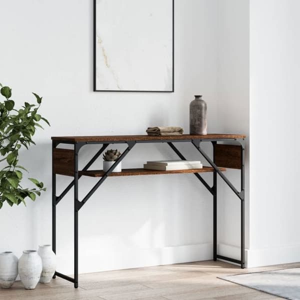 Maison Exclusive - Konsolbord med hylde i brunt egetræ 105x30x75 cm