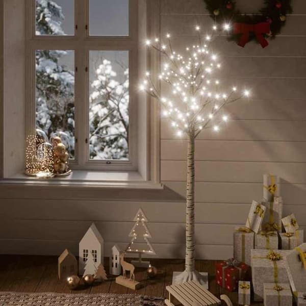 Maison Exclusive - Julgran 156 LED kallvit Pil 1,5 m In/Ut Vit kyla