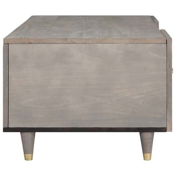 Soffbord - EXKLUSIV HEM - Modern stil - Massivt mangoträd - Mässing - Grå 100x54x40 cm Grå
