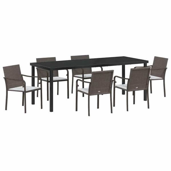 Maison Exclusive - 7 pc Spisestue Sæt til Have Brun og Sort Brun och Svart
