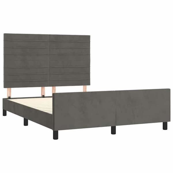 Sengestel - EKSKLUSIV HUS - 140x200 cm - Velour - Justerbar hovedgærde - Mørkegrå Mörkgrå