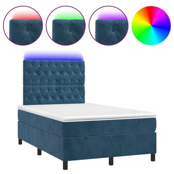 Maison Exclusive - Seng bunde madras og mørkeblå LED 120x200 cm