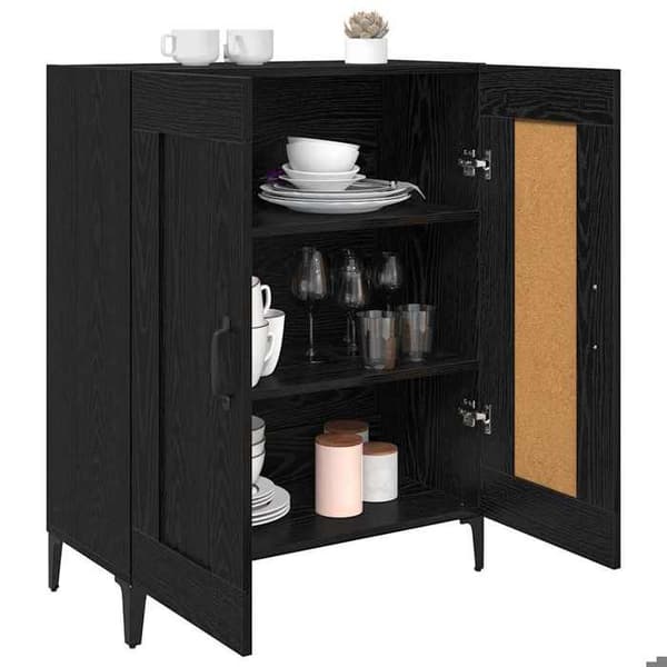 Maison Exclusive - Buffet Sort egetræ 69,5 x 34 x 90 cm Ingeniørtræ