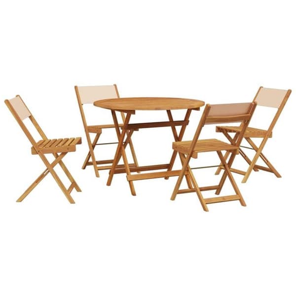Trädgårdsmöbelset - EXKLUSIVT HUS - 5 delar - Beige - Tyg & massiv akacia - Fällbar beige