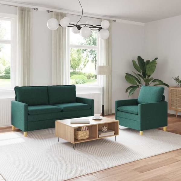 Maison Exclusive - 2 kpl sohvakokonaisuus tummanvihreä kangas Mörkgrön