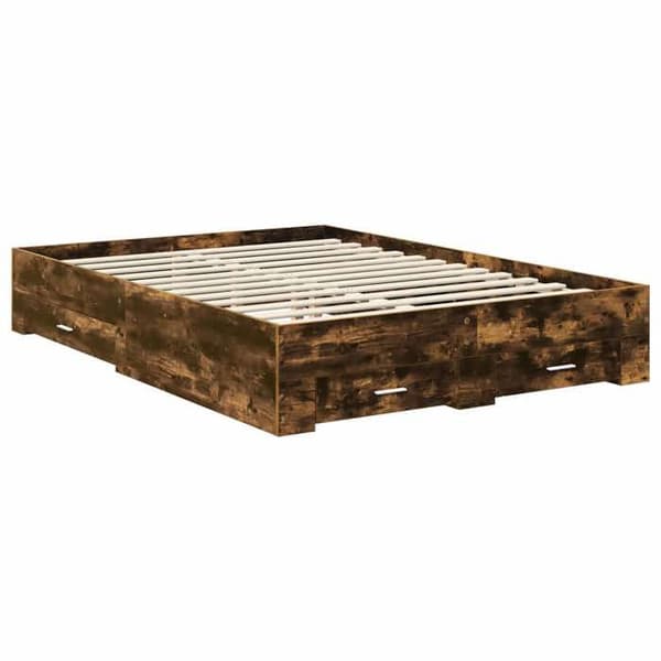 Maison Exclusive - Sängram Rökt ek 140 x 200 cm Ingenjörsträ