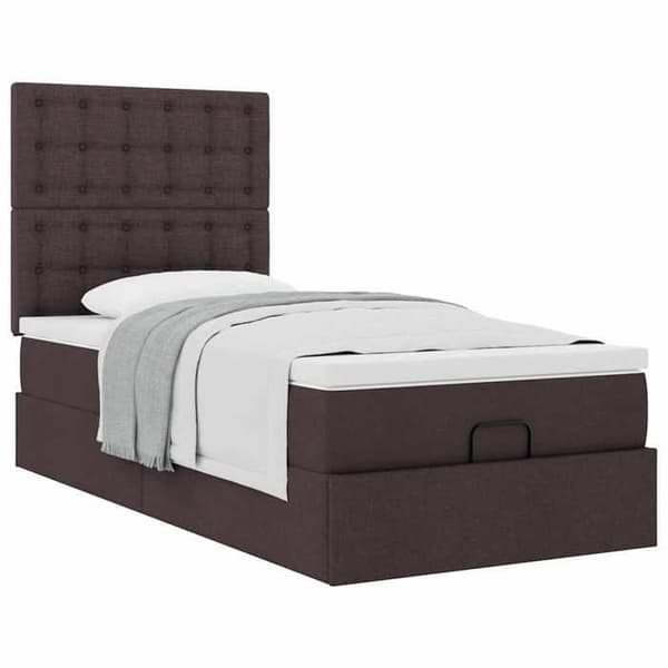 Maison Exclusive - Ottoman seng med mørkebrun madras 100x200 cm stof