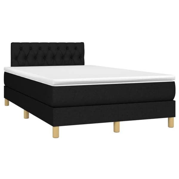 Maison Exclusive - Sengebund med lameller og sort madras 120x190 cm stof