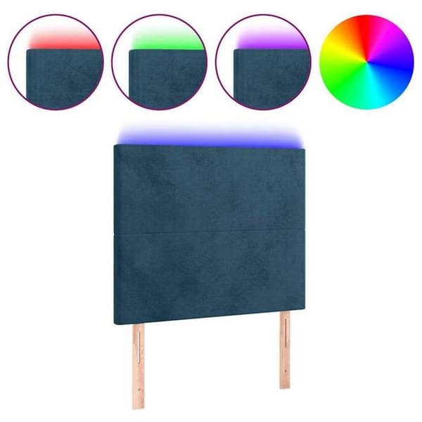 Maison Exclusive - Sänggavel med LED Blå mörk 80x5x118/128 cm Sammet Mörkblå