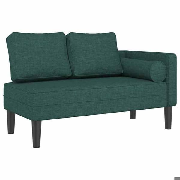 Maison Exclusive - Långfåtölj med mörkgrön tygkuddar