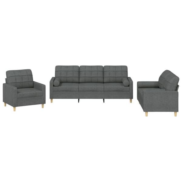 Maison Exclusive - Sæt af 3 sofaer med mørkegrå puder i stof