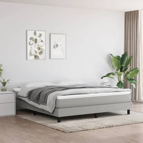 Maison Exclusive - Sängram med lameller ljusgrå 160x200 cm tyg ljusgrått