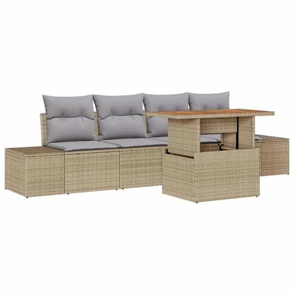 Maison Exclusive - 5 osan beige polyrottinkinen puutarhakalustesetti