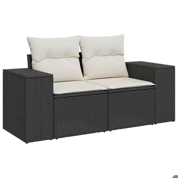 Maison Exclusive - Trädgårdsmöbler 6 delar med svarta kuddar i flätad resin