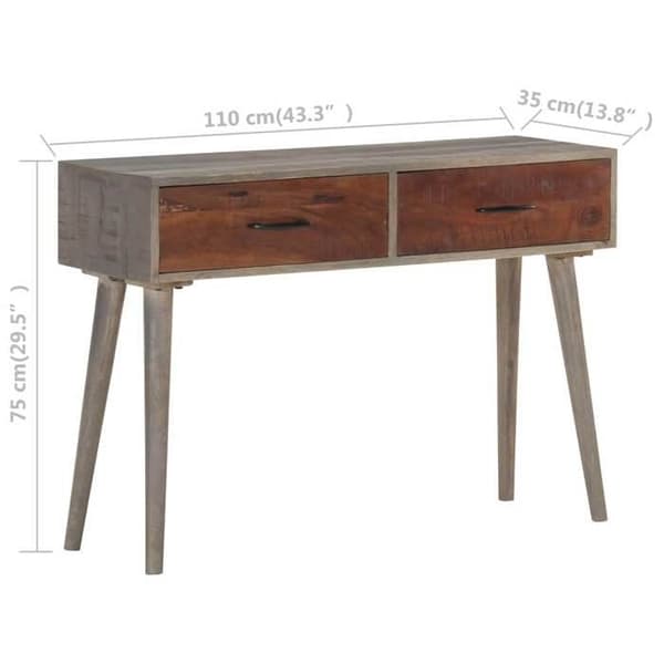 Maison Exclusive - Konsolbord Grå 110x35x75 cm Massivt mangotræ rå Grå