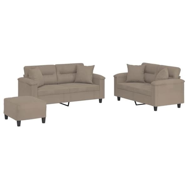 Maison Exclusive - 3-delars soffgrupp med kuddar i taupe mikrofiber Mol