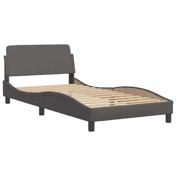 Maison Exclusive - Säng med Dover grå madrass 100x200 cm i konstläder