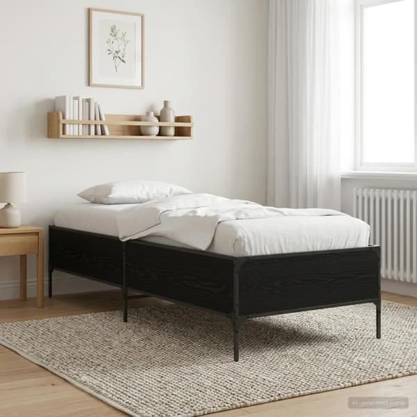 Maison Exclusive - Sengestel i sort eg 80 x 200 cm Ingeniørtræ svart ek